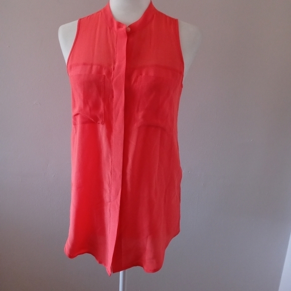 Madewell Cargo Sleeveless 100% Silk Top Neon Orange Size Small - Picture 4 of 10